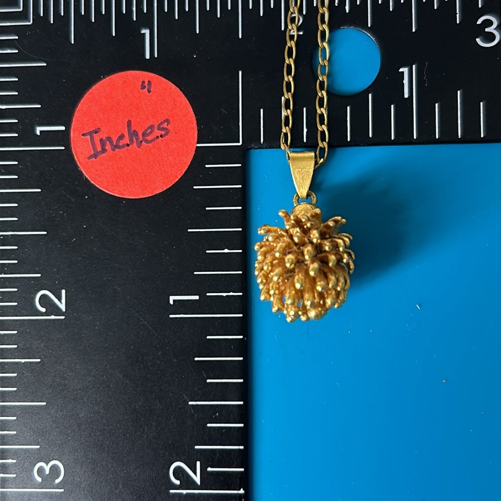 Vtg Gold Dipped Pinecone Pendant Necklace - image 6